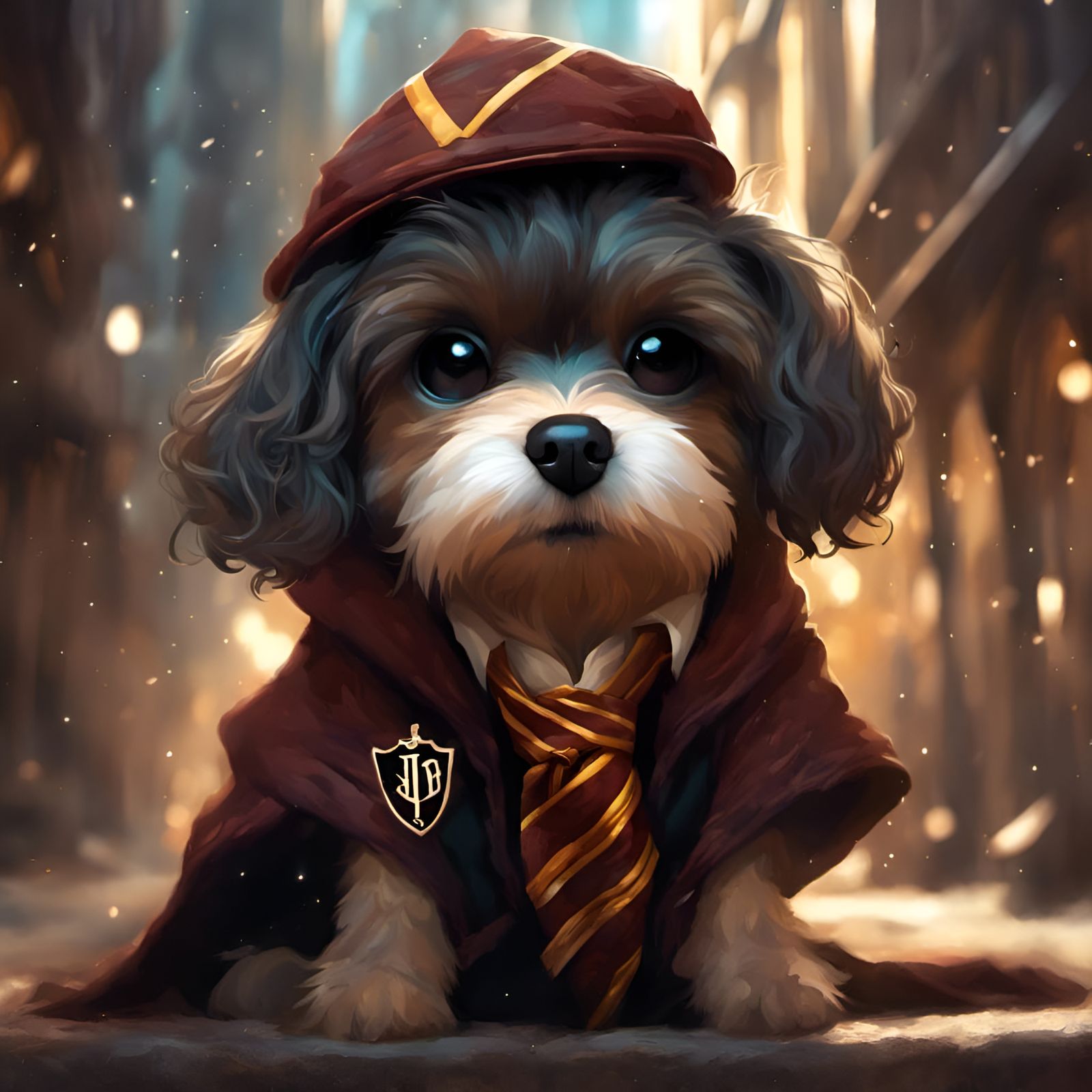 Chibi Dog as Harry Potter in Digital Art