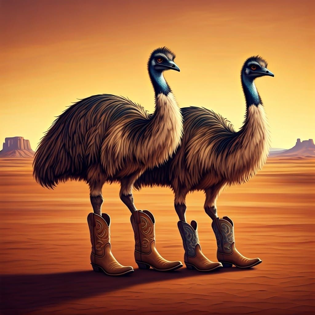 Wild West Emus in Vibrant Dance