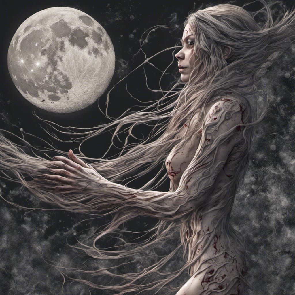 Nightmarish Woman's Body with Hand Holes in Starlight