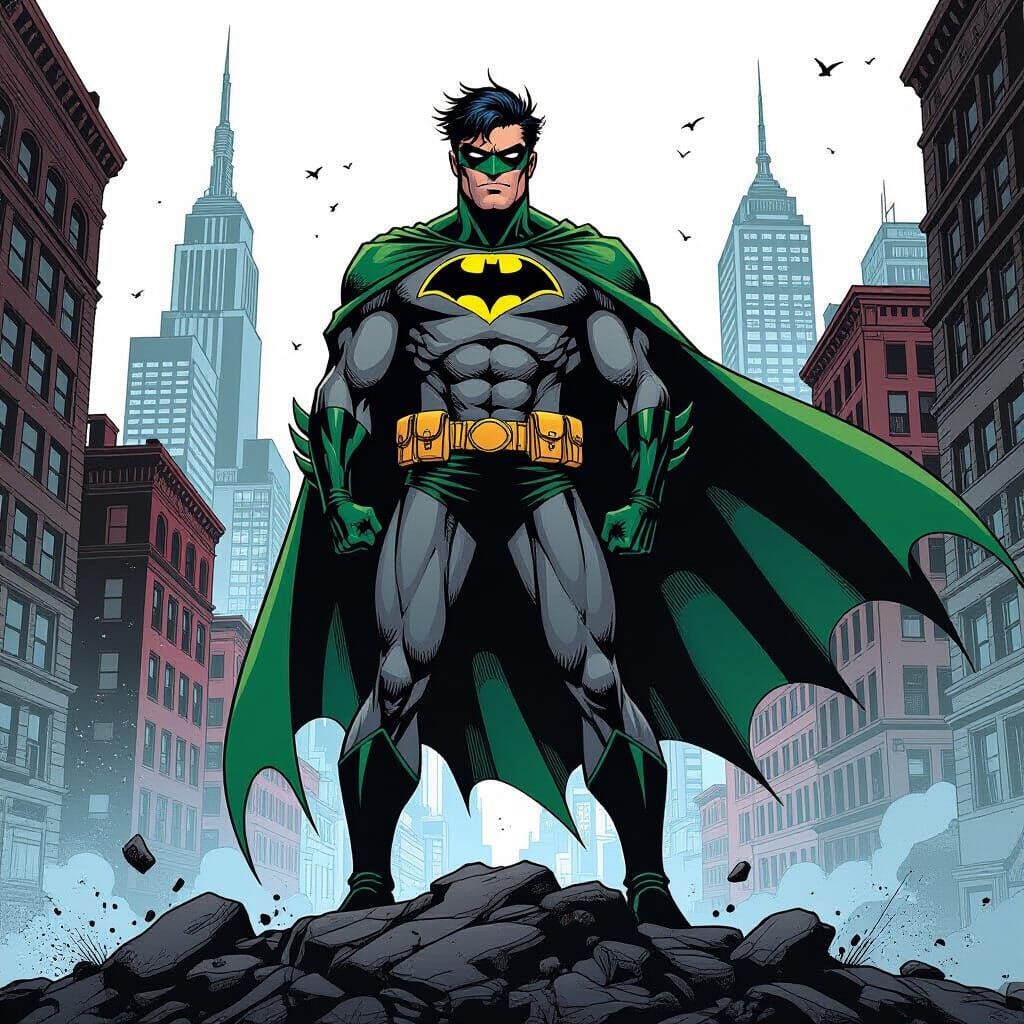 Robin the Superhero in Comic Book Style