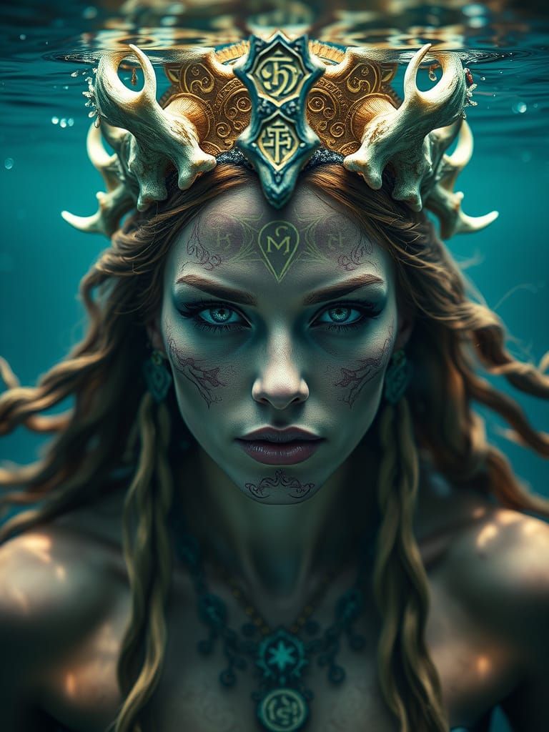 Regal Valkyrie Witch Underwater Portrait