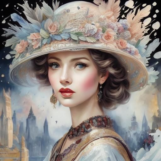 Detailed Colored Pencil Drawing of Woman in Profile