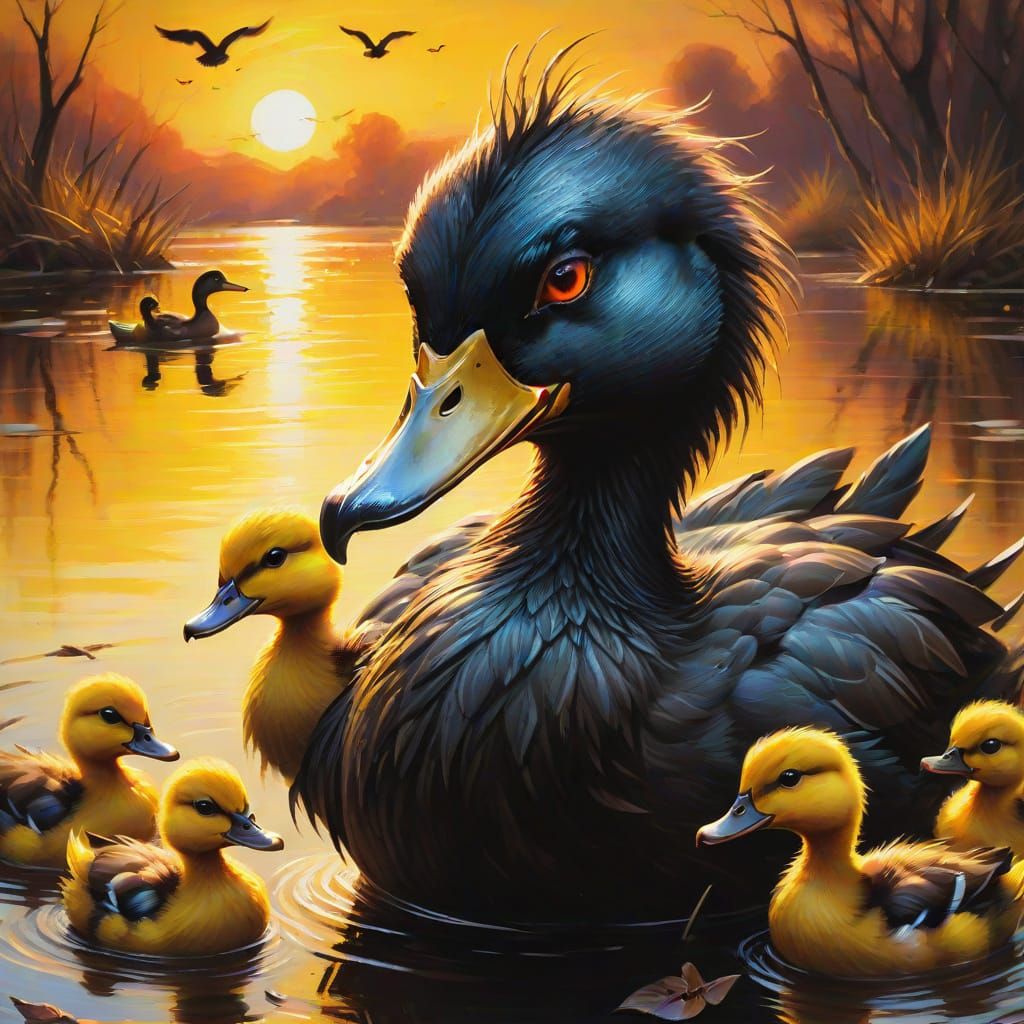Fierce Duck-Beast Hybrid in Dark Fantasy Art