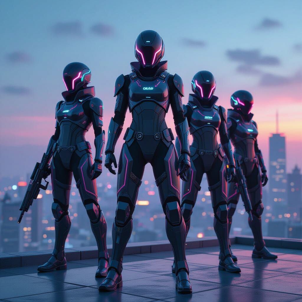 K-Pop Demon Hunters in Cyberpunk Anime Style