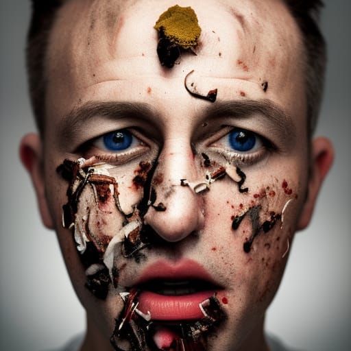 Haunting Portrait Exploring the Theme of Addiction