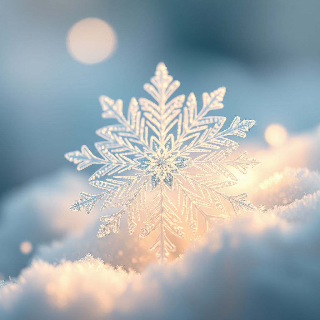 Dreamy Snowflake Shimmers with Gentle Light