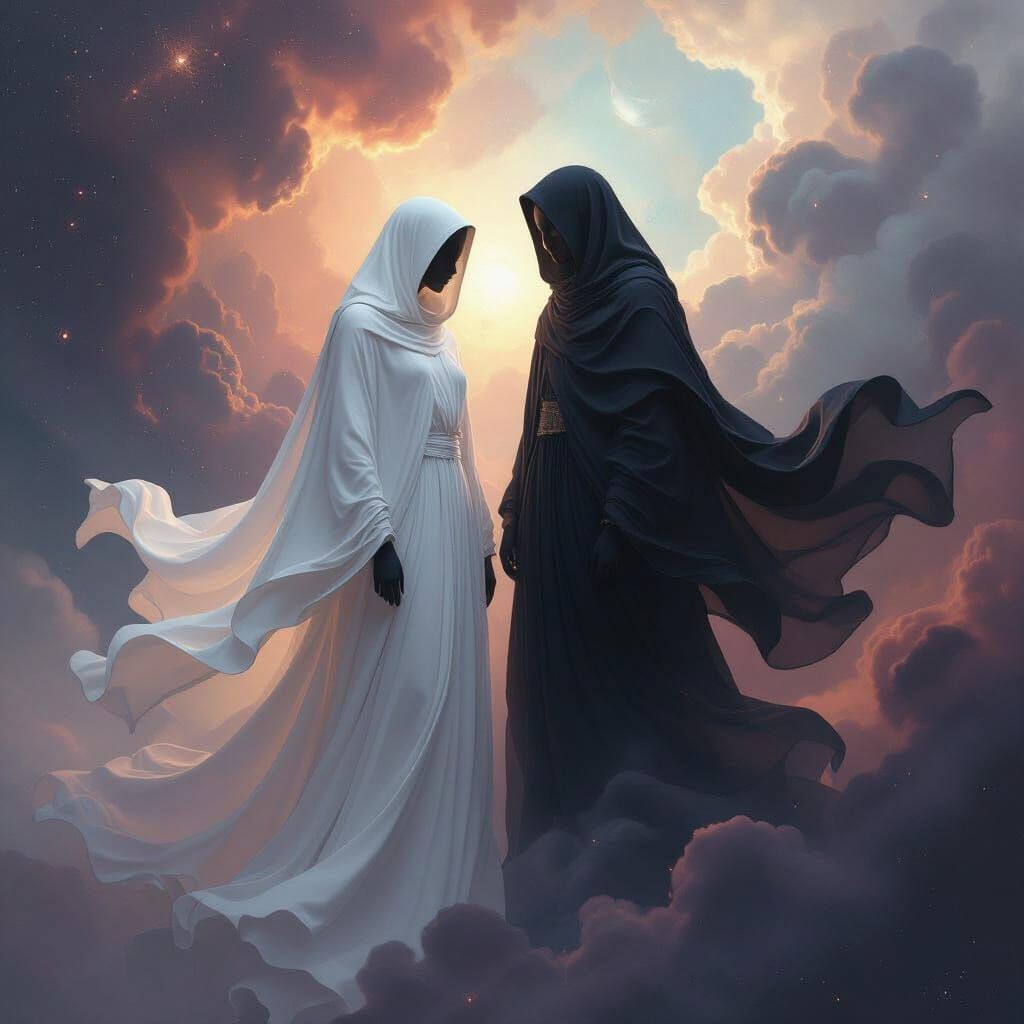 Celestial Beings of Light and Darkness in Dreamy Art