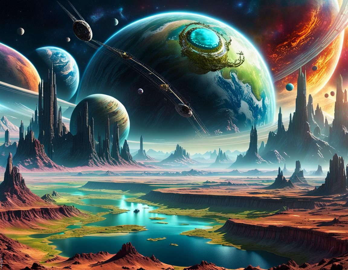 Alien Planet From Space in Science Fiction Style