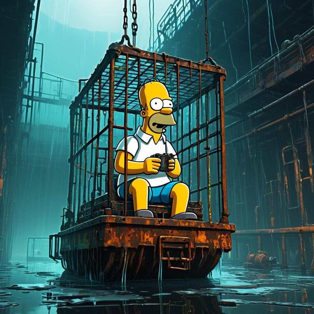 Homer Simpson in Stinky Barge Cage