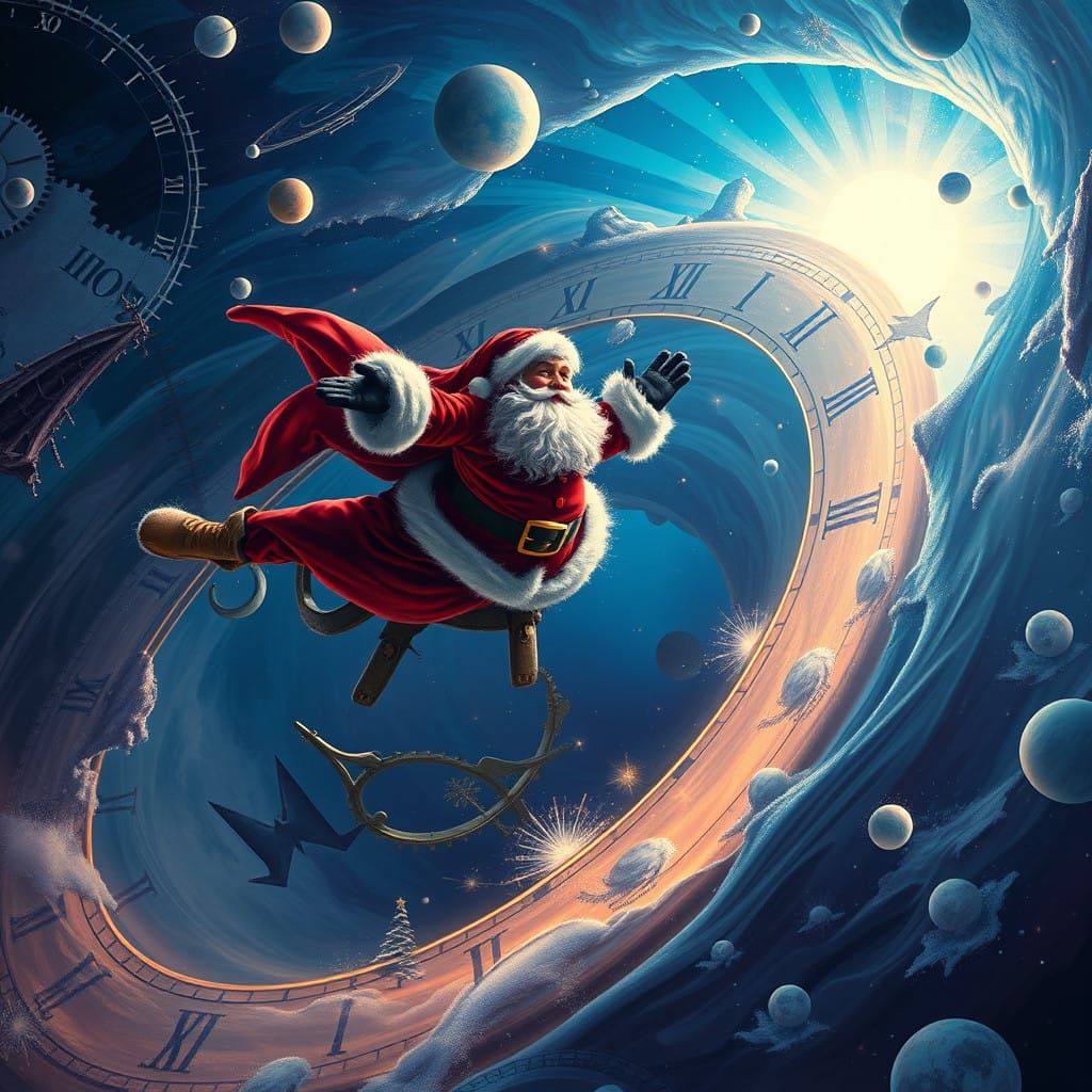 Santa Explores Timeless Realms in Vibrant, Dreamlike Splendo...