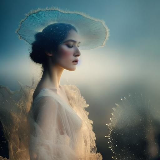 Ethereal Woman: Double Exposure Watercolor Art