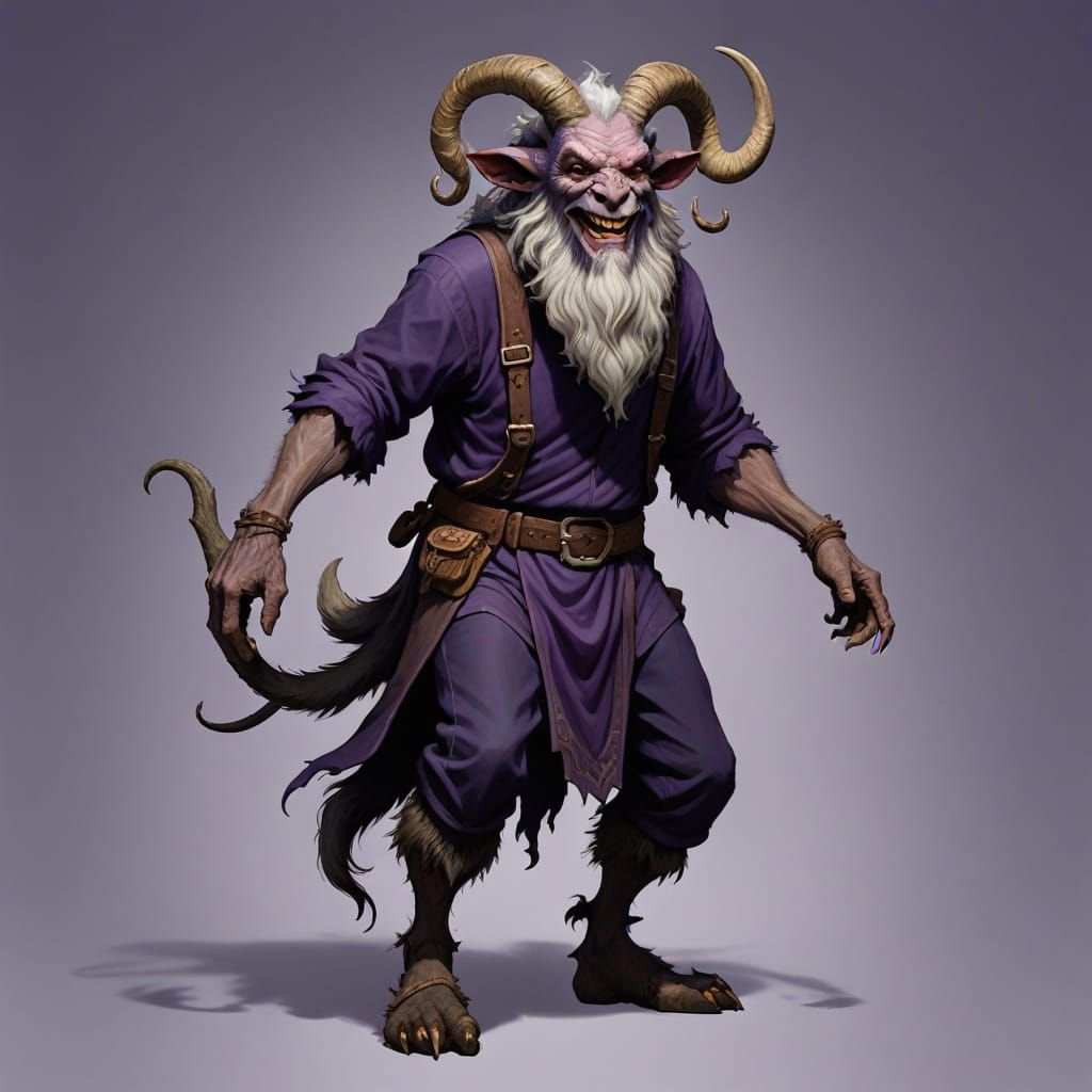 Merry Satyr in Dark Purple Attire