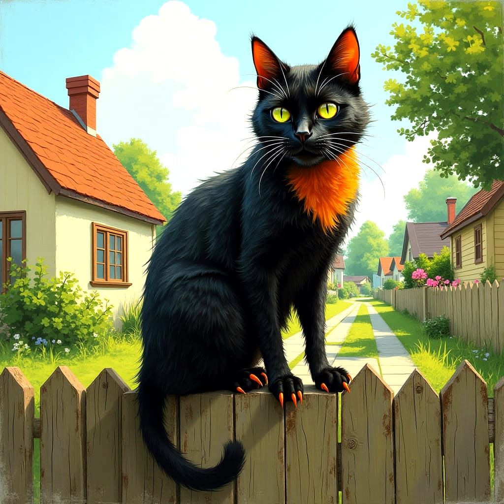 Fierce Black and Orange Feline Rules the Neighborhood