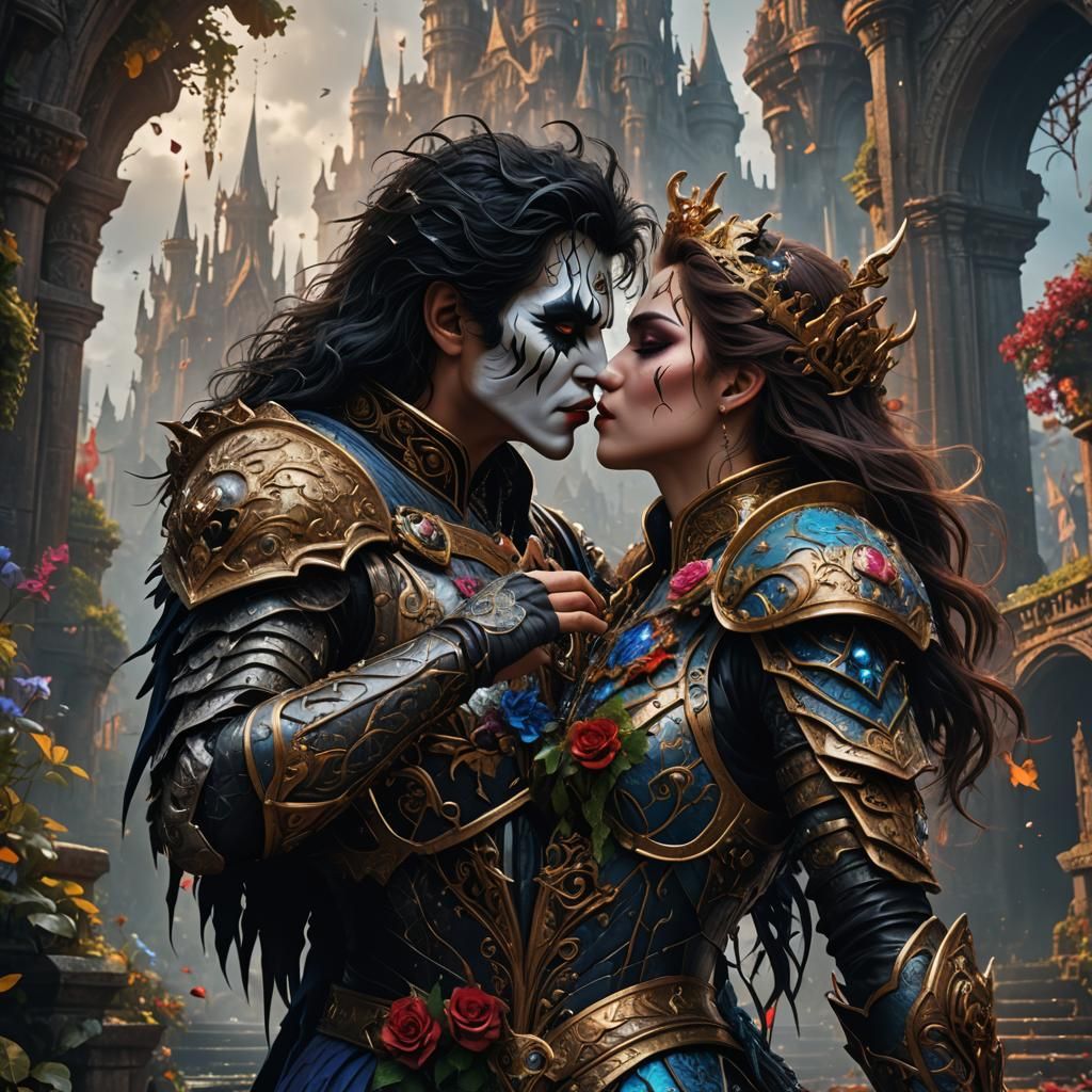 Fantastical Kiss in Detailed Matte Painting Style