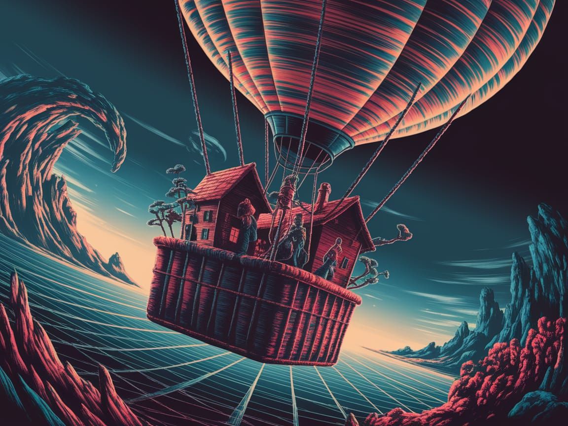 Village Flies Away in Psychedelic Surrealism