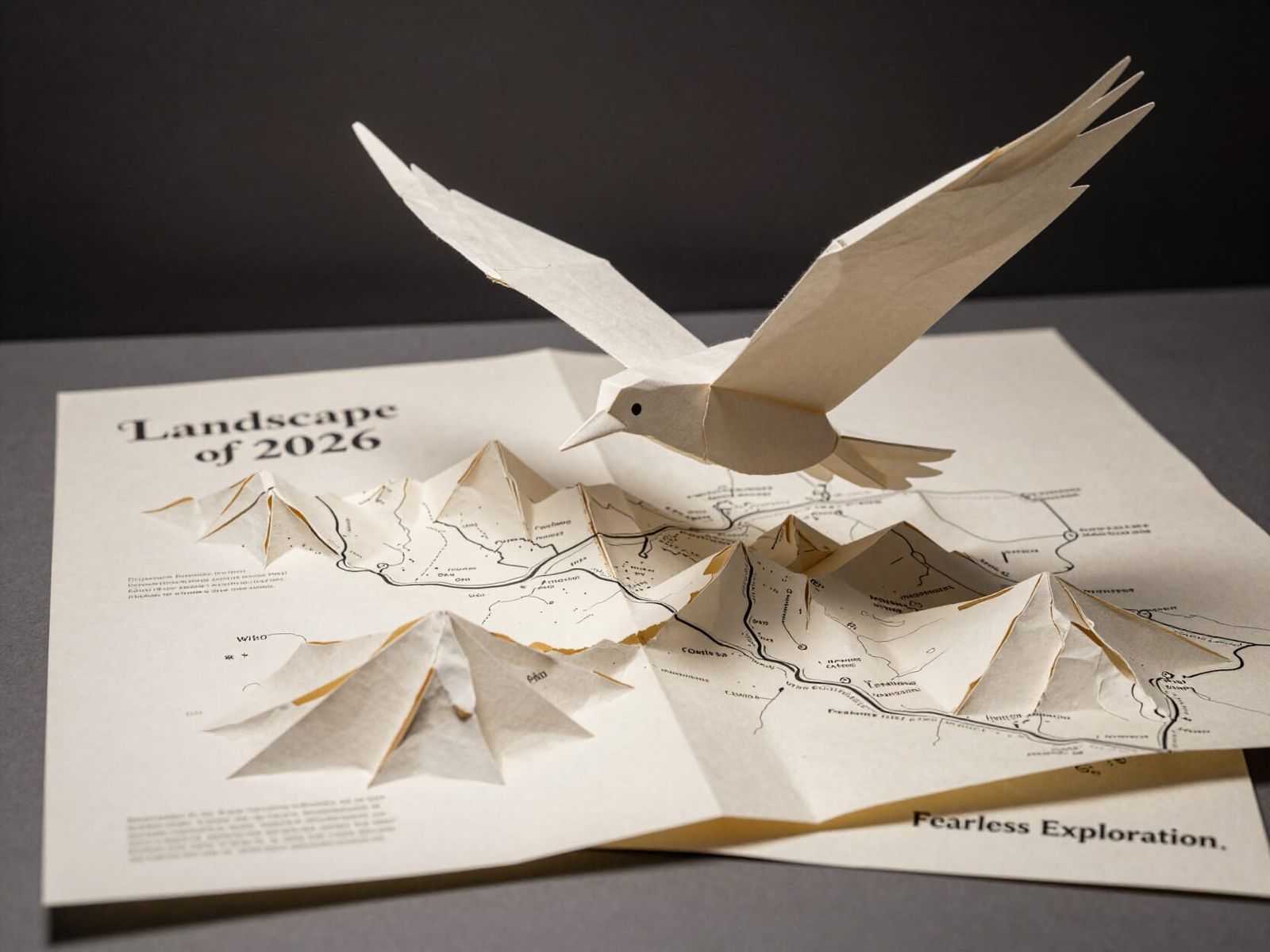 Paper Sculpture Map Transforms into Soaring Bird