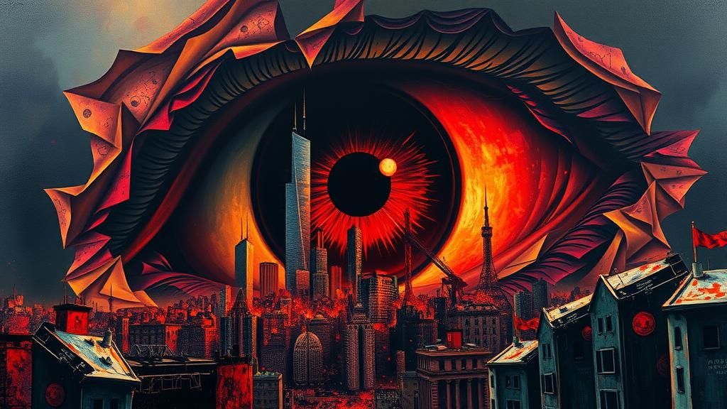 Burning Dystopia Reflected in Colossal Eye