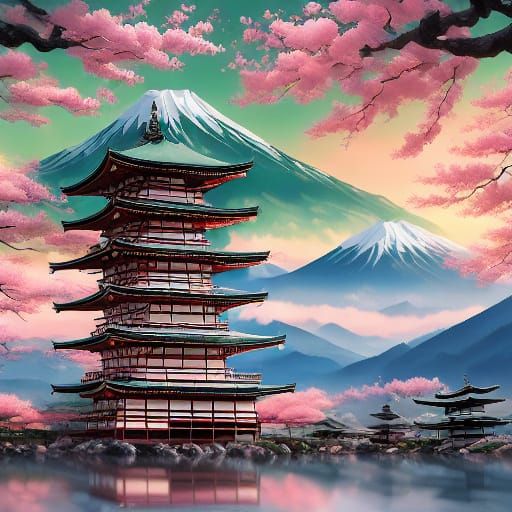 Magical Pagoda Under Starry Sky with Lantern Festival