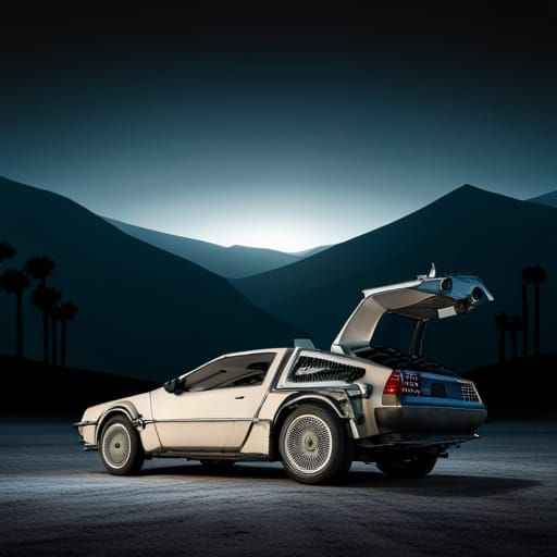 DeLorean in Desert Landscape: Digital Matte Painting