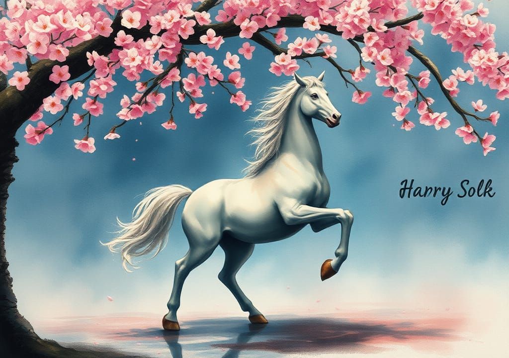 Impressionist Centaur Plucking Cherry Blossom
