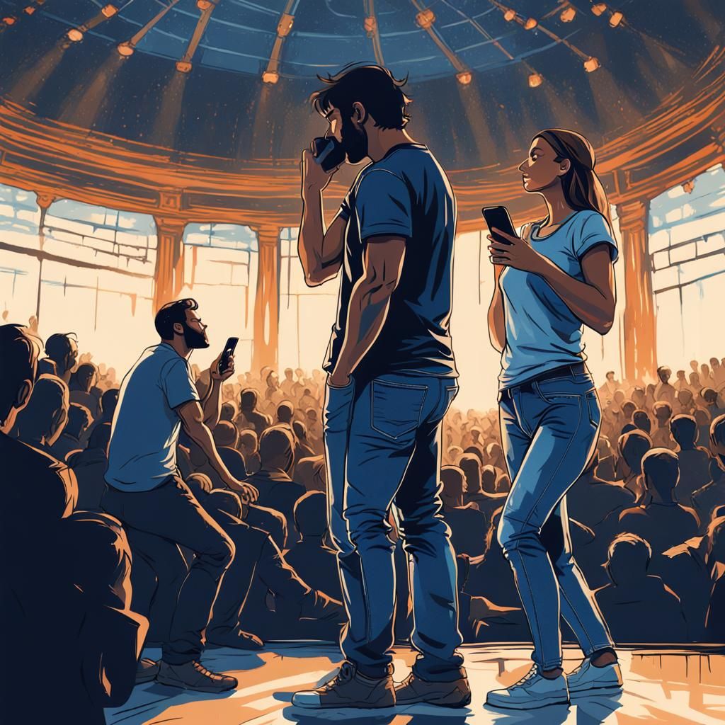 Silhouetted Couple About to Kiss, Dynamic Lighting