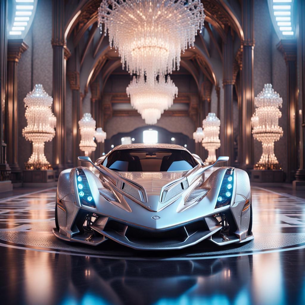 Iced-Out Billionaire Sportscar in Sci-Fi 3D