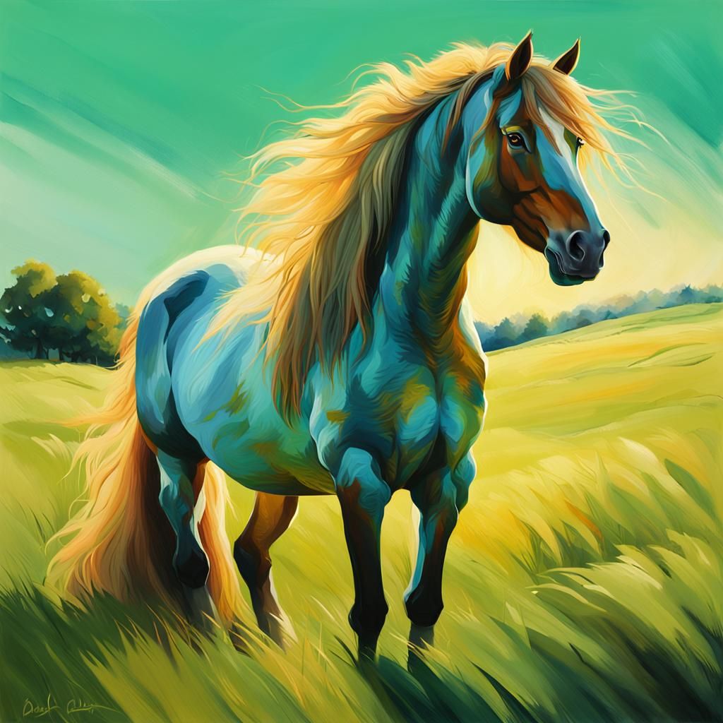 Un cheval après avoir fait une randonnée commence à pété.