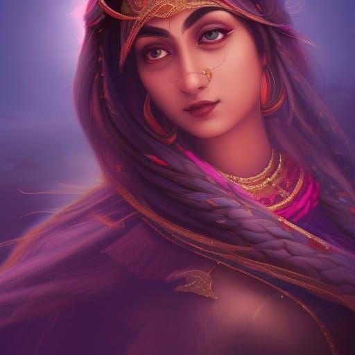Beautiful Indian Girl in Detailed Matte Painting