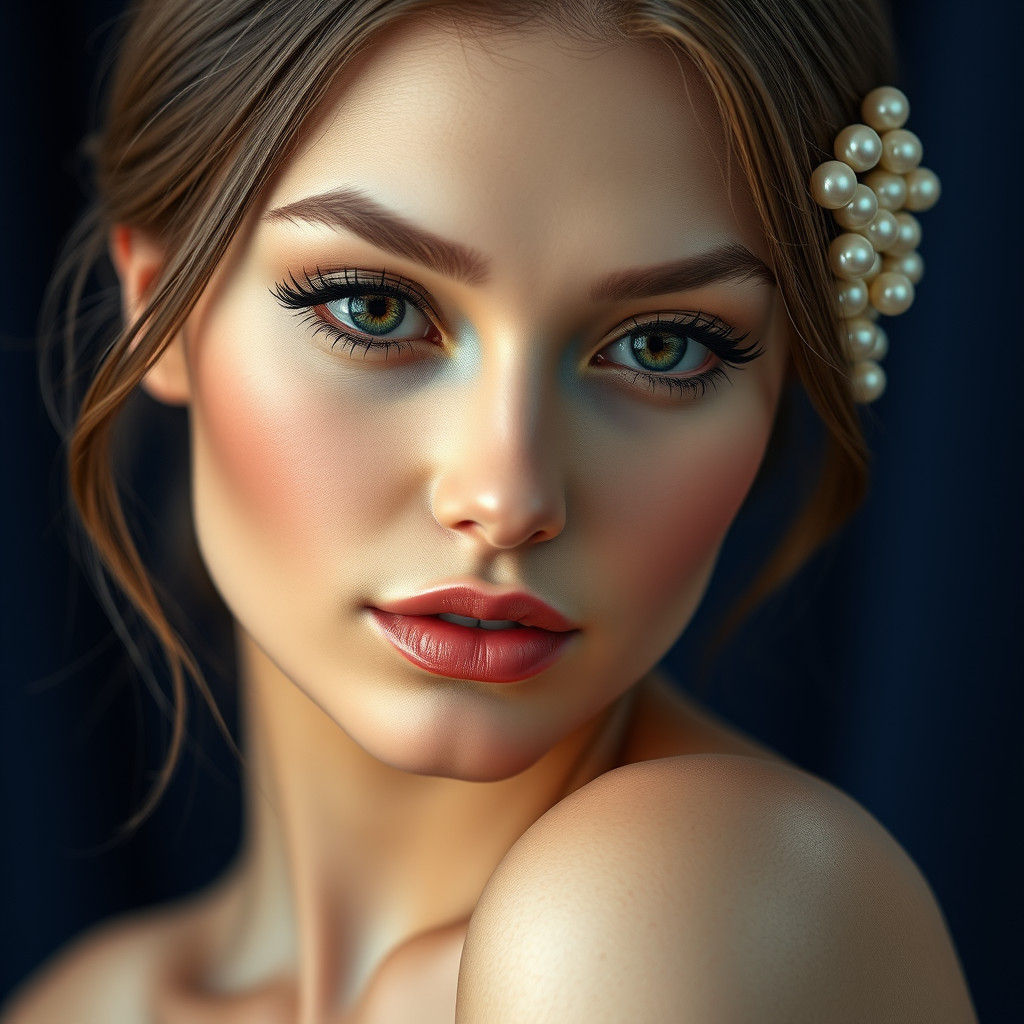 Elegant Woman Portrait with Pearl Adornments