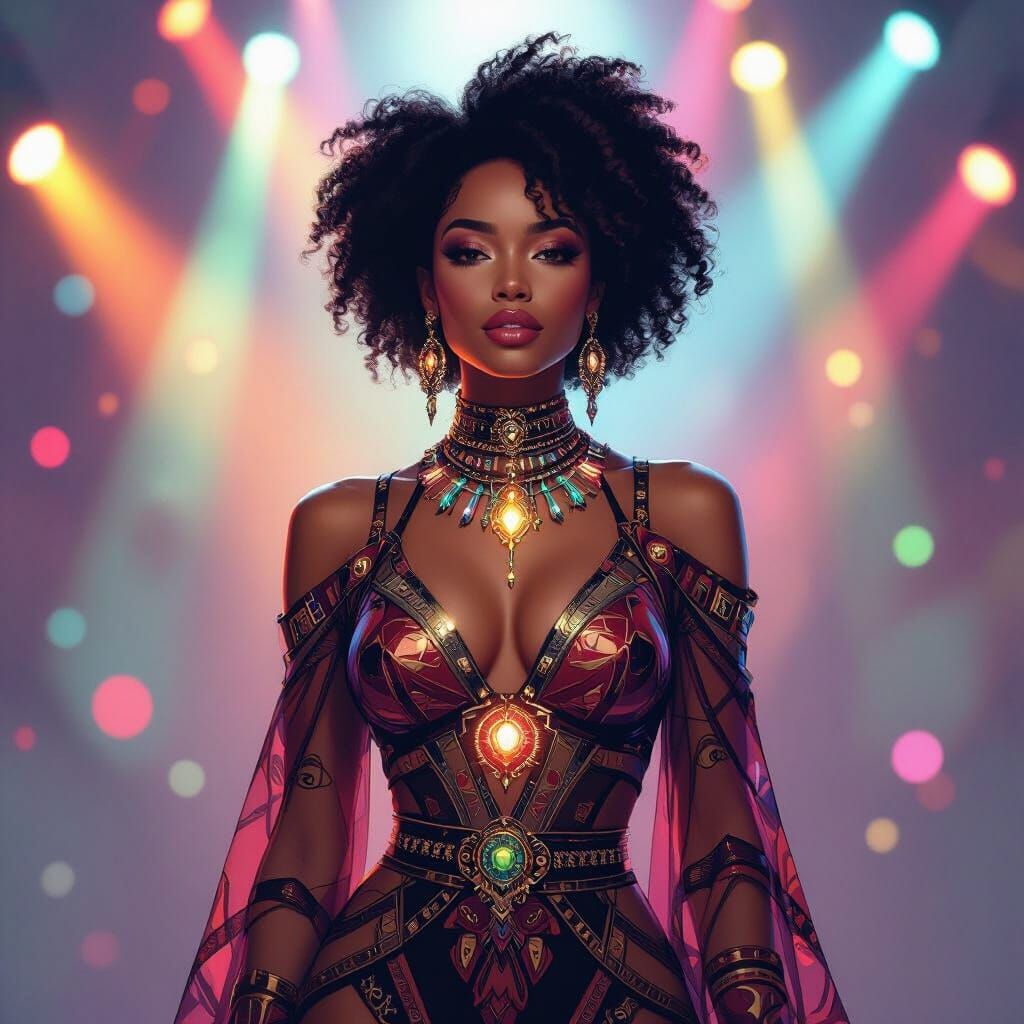 Afro-Latina Woman Portrait with Futuristic Jewelry