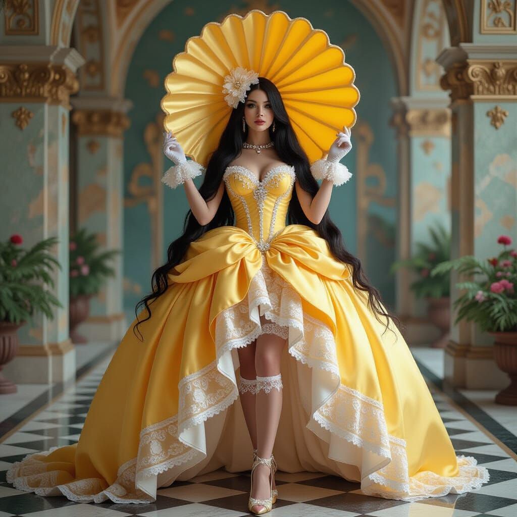 Gothic Lady in Shell Gown, Art Nouveau Style