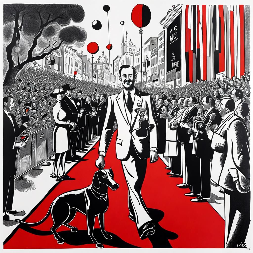 Marathon Winner Sketch in Naive Art Style