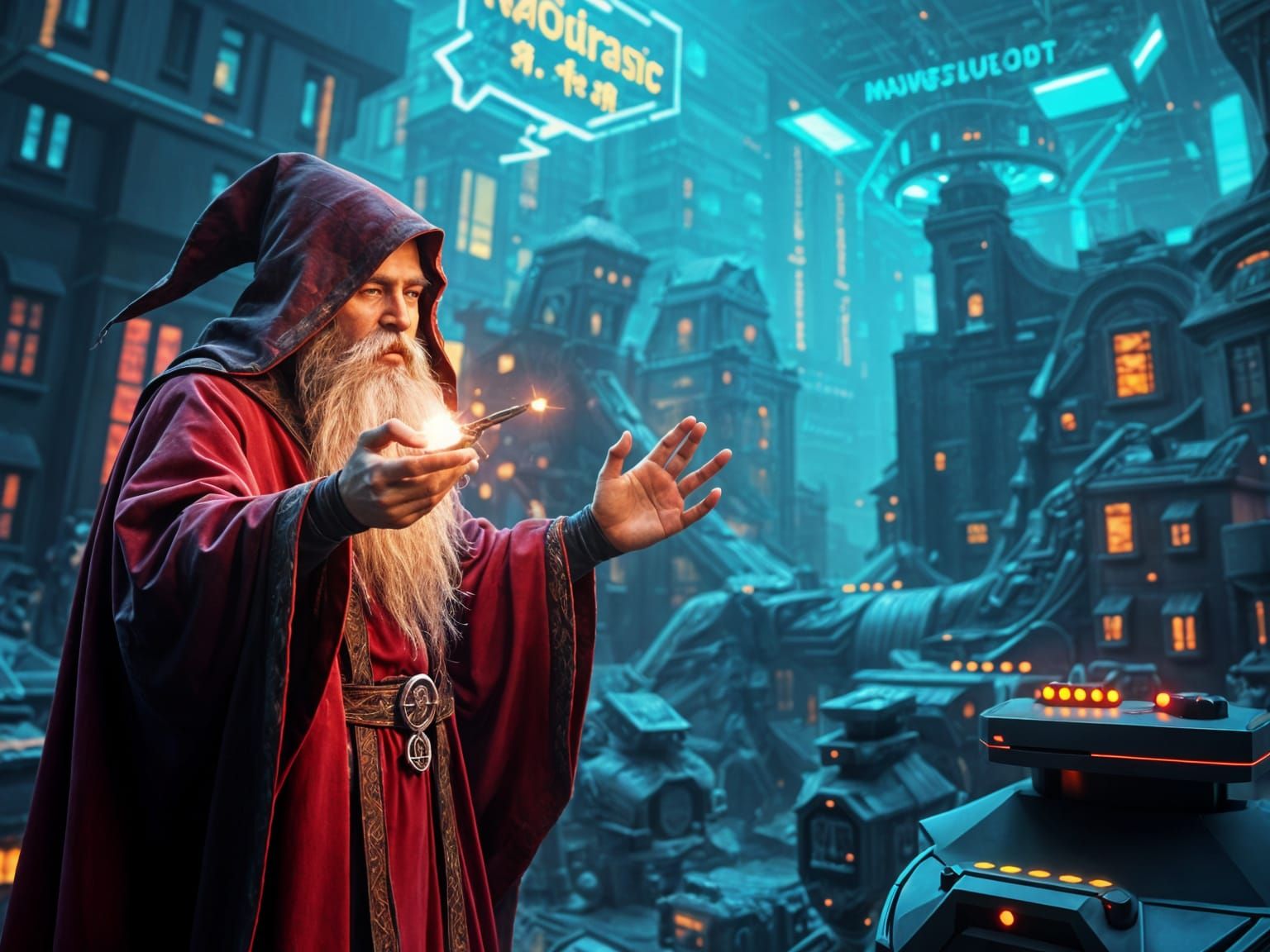 Screenshot of your character in a futurist RPG scene