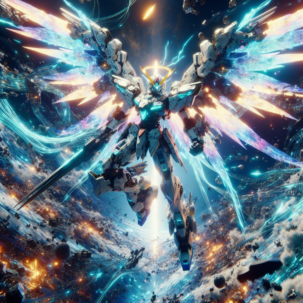 Anime Angel Mecha Battles in Cosmos