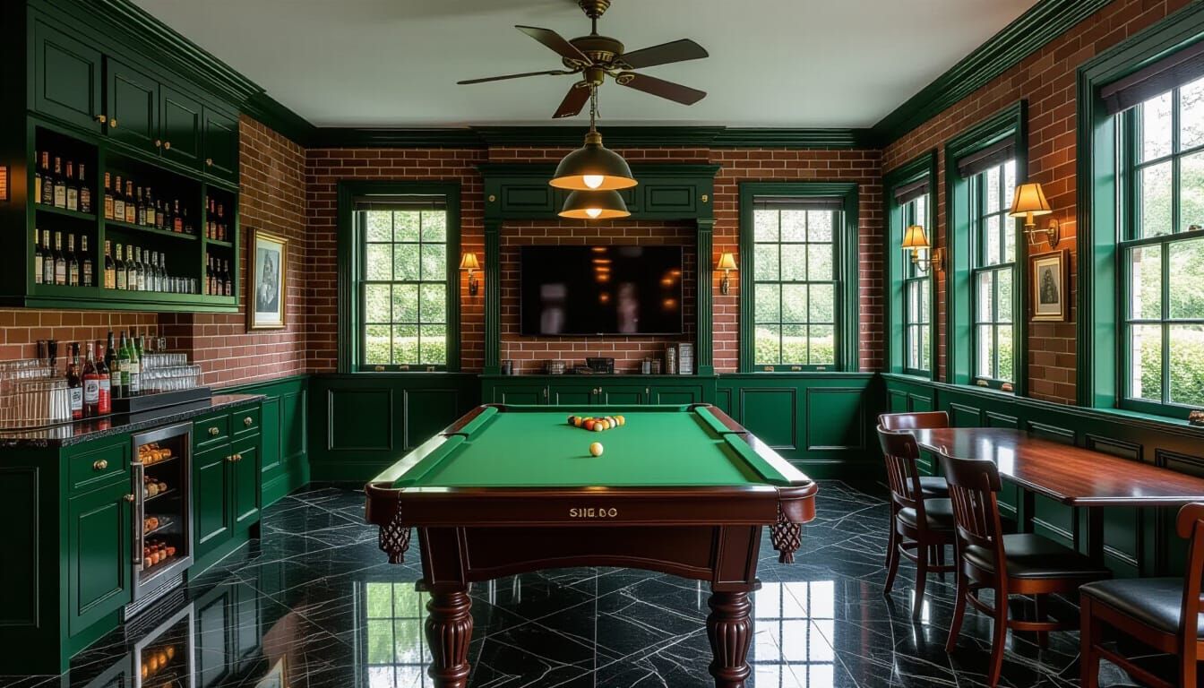Victorian Billiards Room Oil Painting