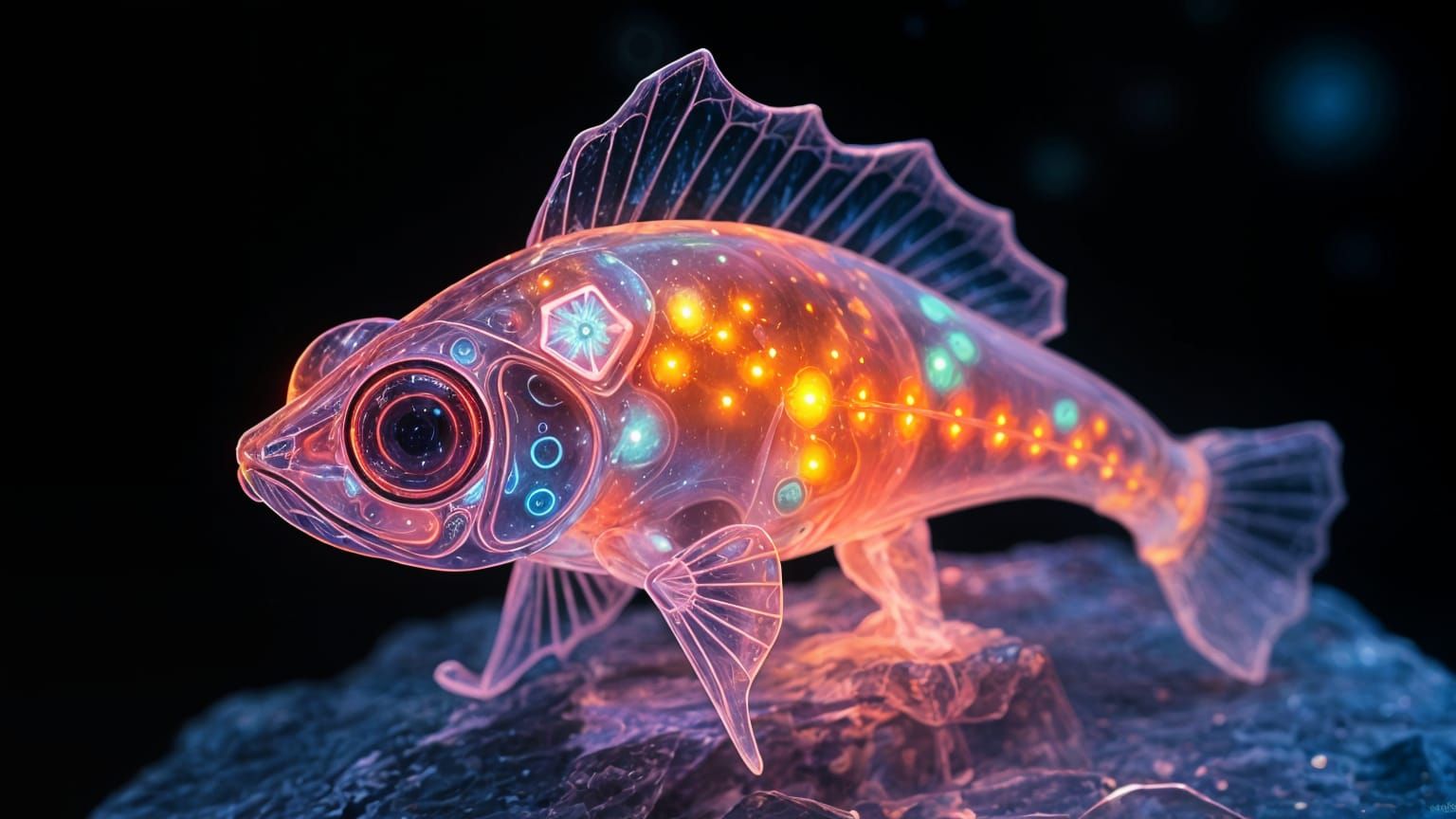 Bioluminescent Chibi in Starry Galactic Night