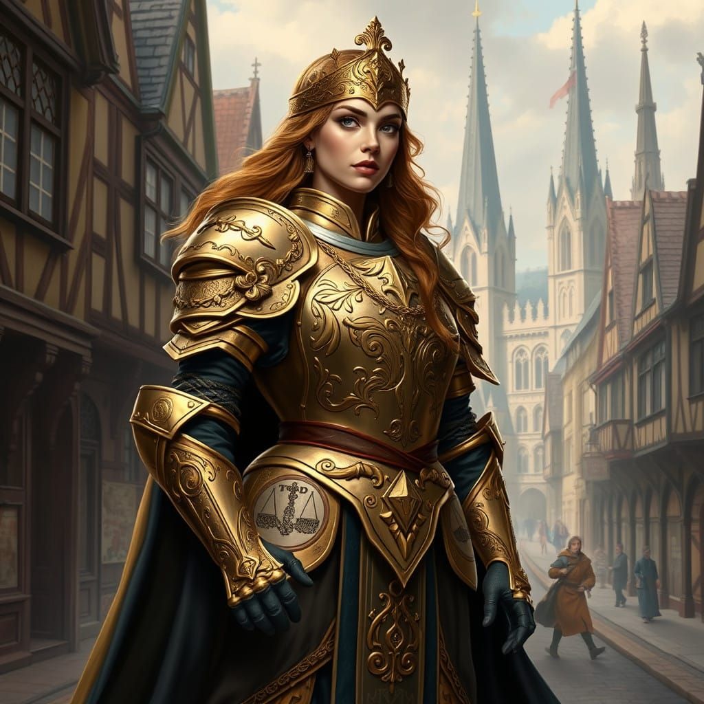 Regal Woman of Honor in Majestic Armor