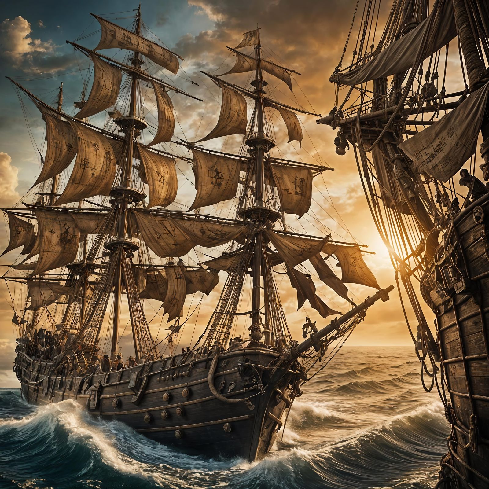 Pirate Ship Sailing in Pirates of the Caribbean Style