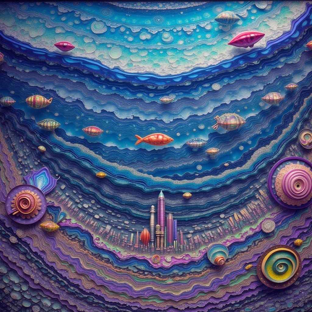 Iridescent Marine Life in Graffiti Art Style