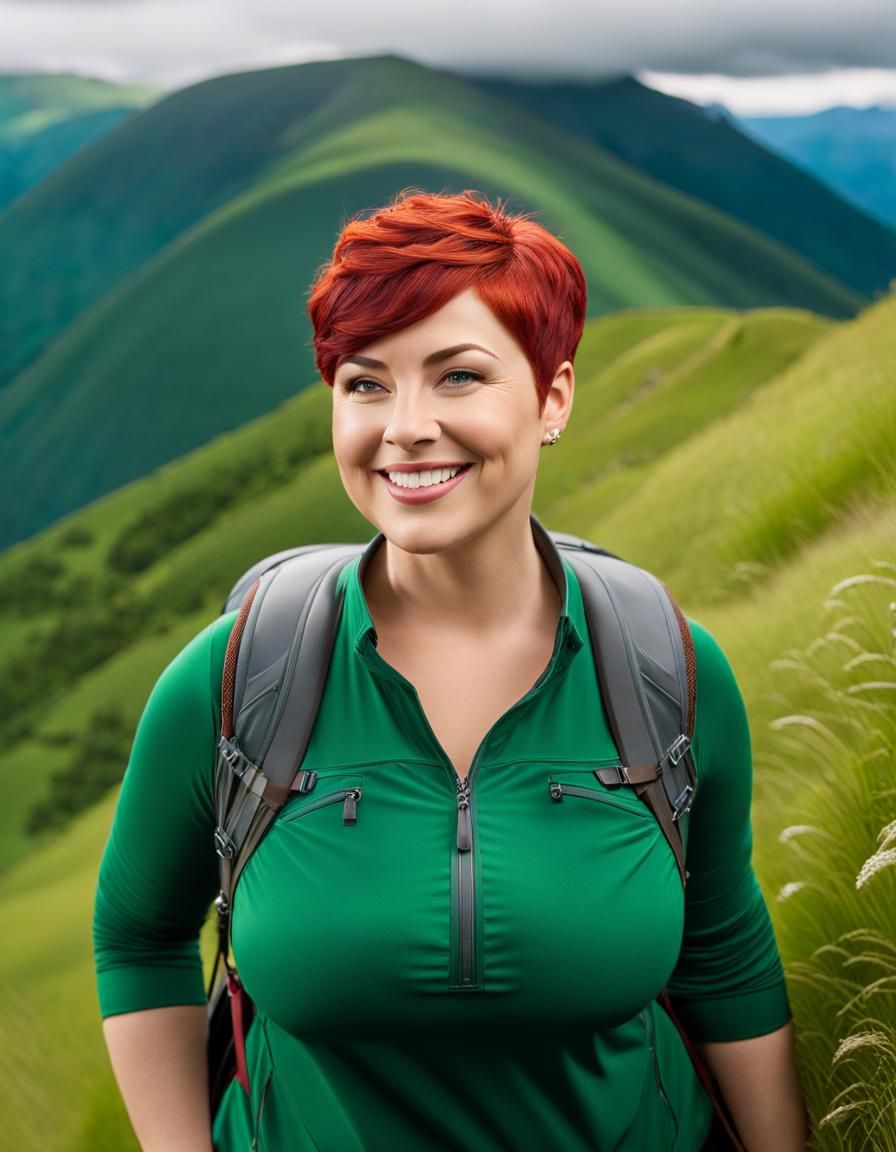 Beautiful Woman Hiking in Epic Mountain Landscape