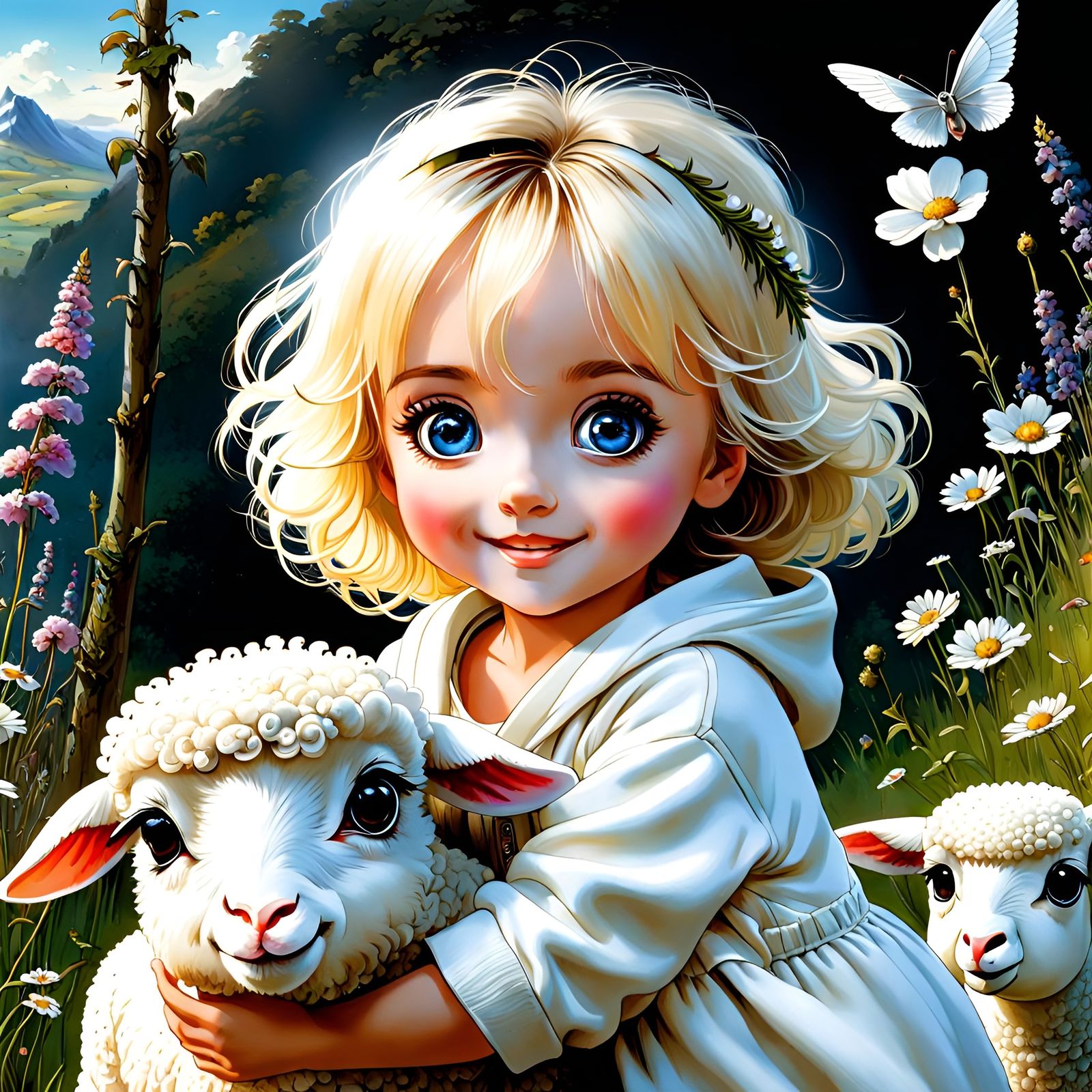 Adorable Manga Chibi Lamb with Big Eyes