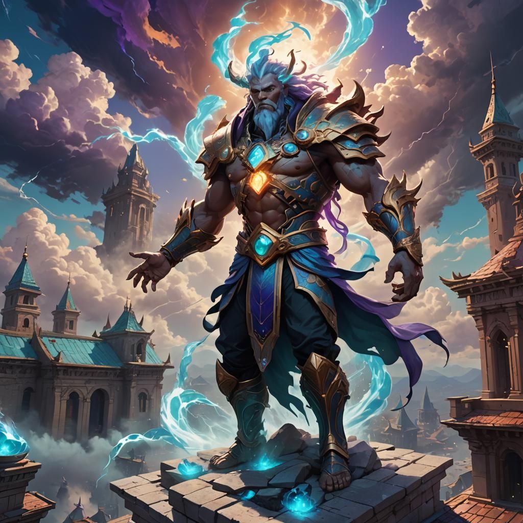 Majestic Elemental Master on Mystical Rooftop