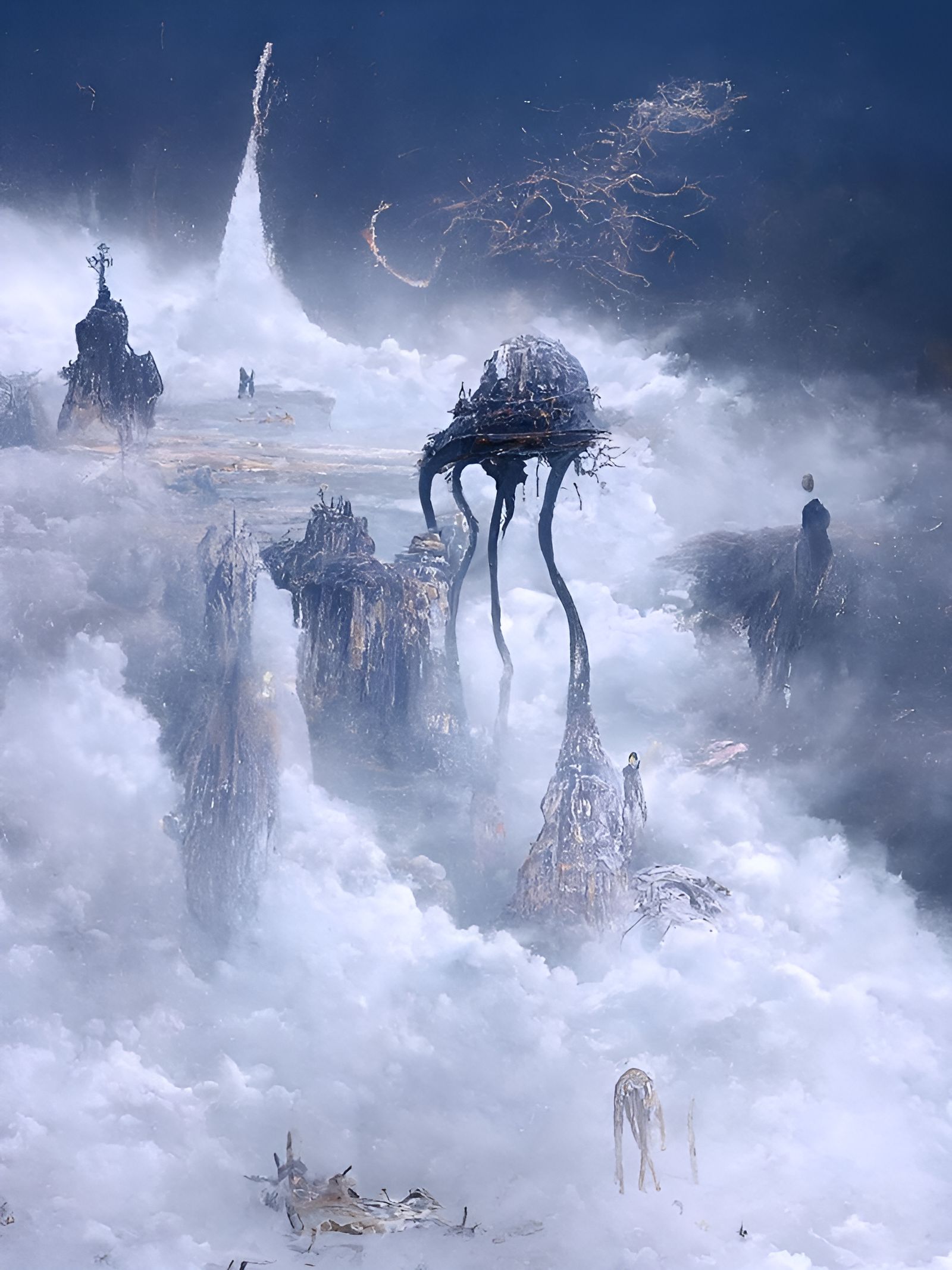 Eldritch Dragons in Alien Ruins: Digital Illustration