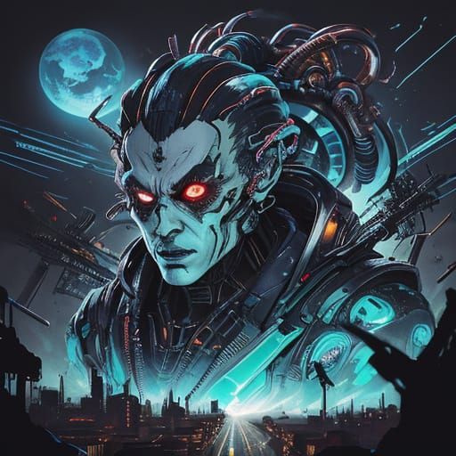 Cyberpunk Quantum Realms in Neon Punk Futurism