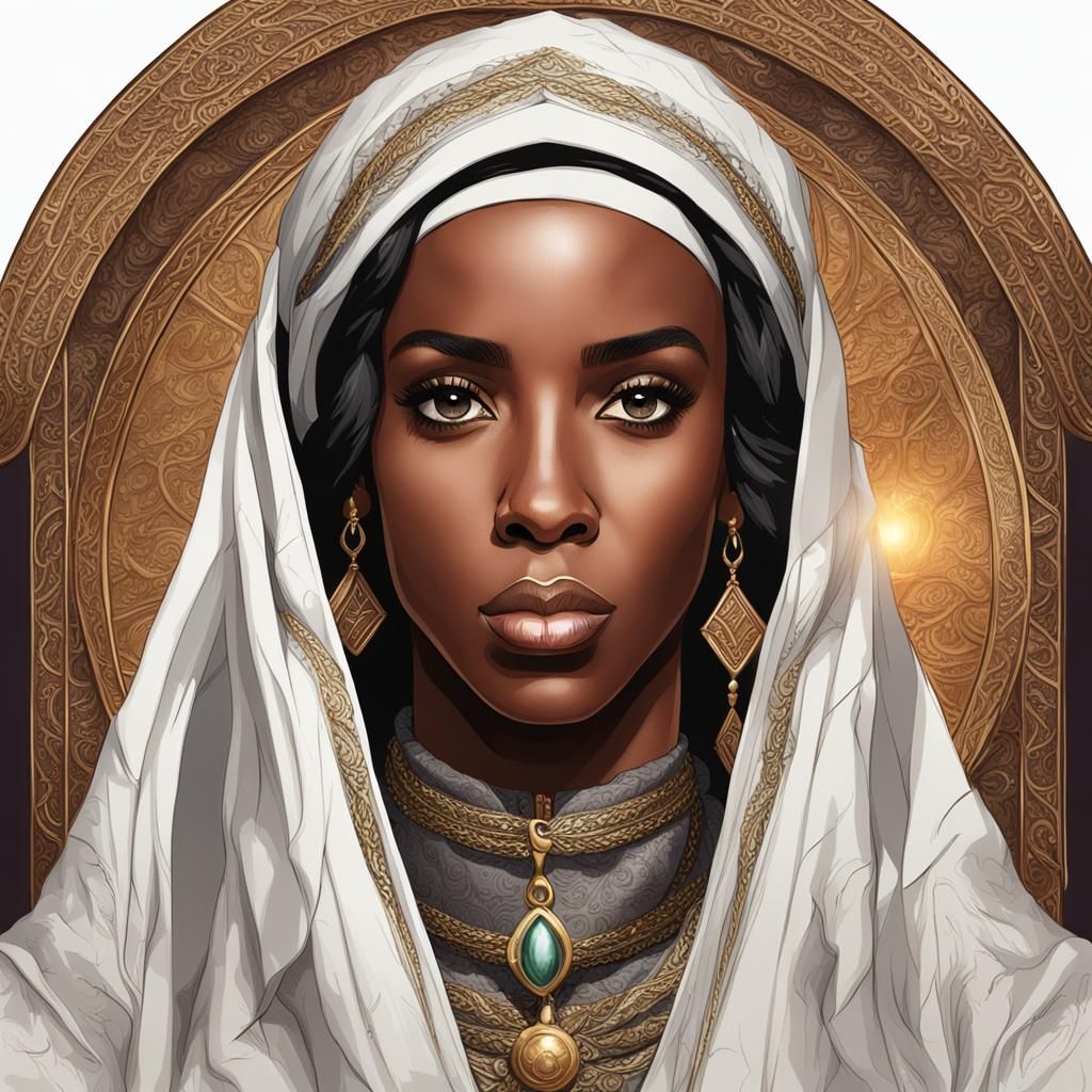 Medieval North African Mage Portrait, Realistic Style