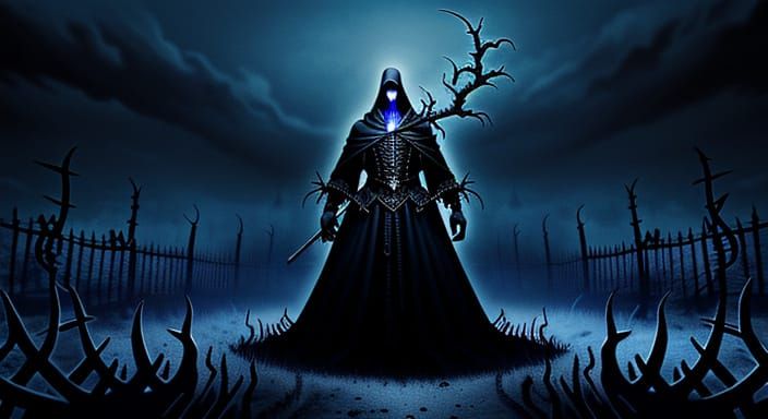 Barbed Wire Grim Reaper in Surreal Maze