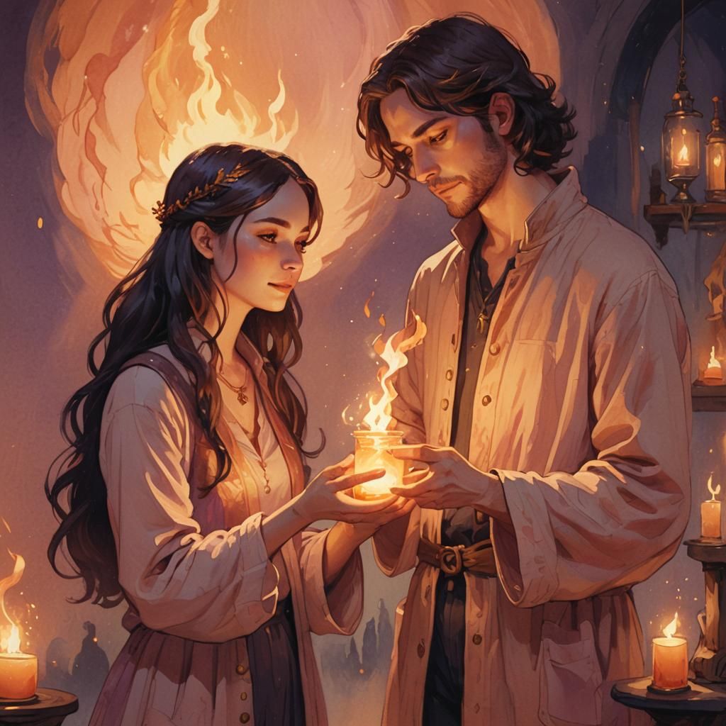 Glowing Potion Restores Inner Fire in Fantasy Illustration