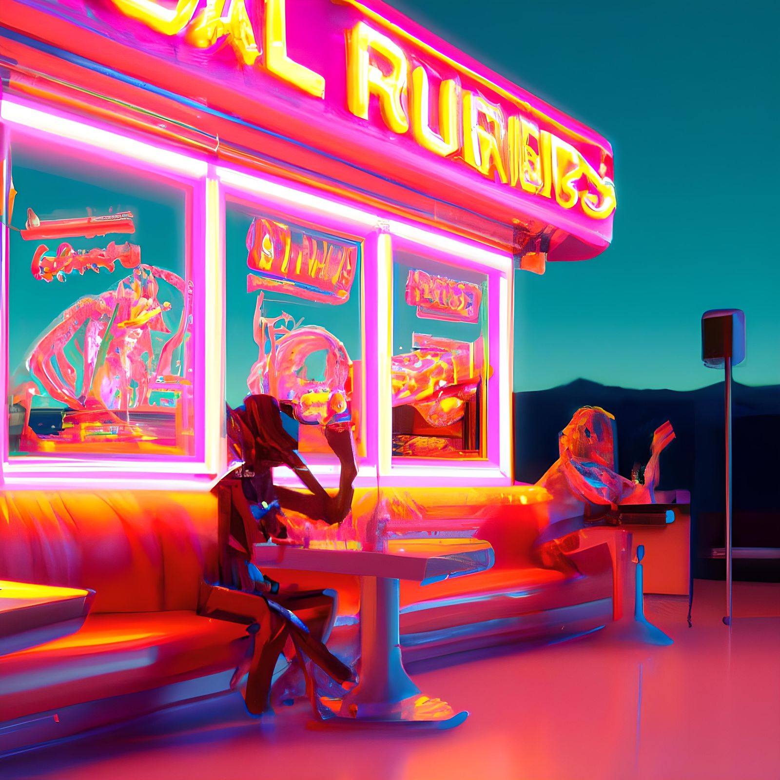 1970s Diner: Lonely People in Photorealistic Digital Art