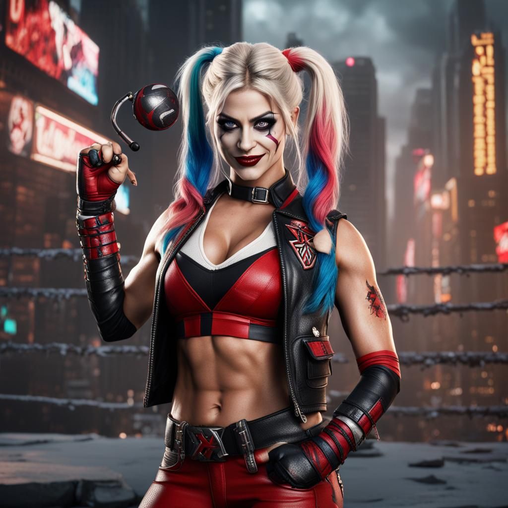 Alexa Bliss as Harley Quinn: Detailed Digital Painting