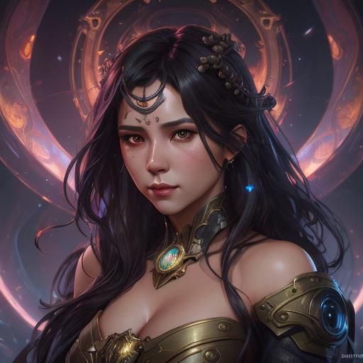 Octopus Night Fantasy Portrait in Hyperdetailed Style